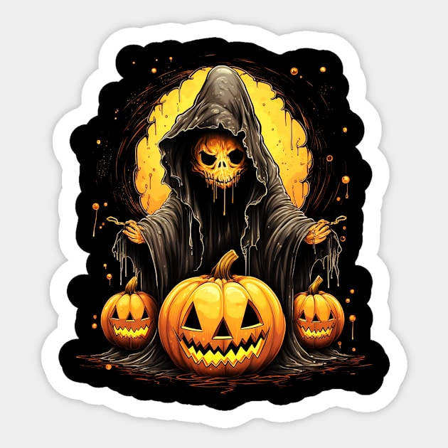 Eerie Halloween Ghoul Art Sticker by Captain Peter Designs